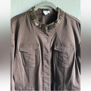 New With Tags APT.9 Dark Brown Light Jacket With Sequin Details,size XL